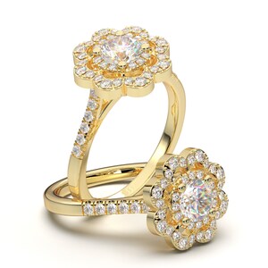 Rose Gold Verlobungsring, Klassischer Ring, Moissanite Verlobungsring, Natürlicher Diamant Ring, Vintage Ehering, Brautring, Versprechen Ring Bild 10