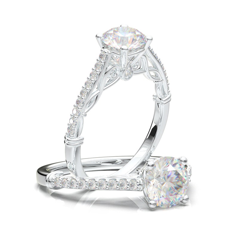 Art Deco Engagement Ring Vintage Style Wedding Ring Genuine Etsy