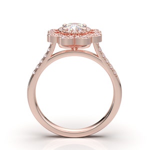 Rose Gold Verlobungsring, Klassischer Ring, Moissanite Verlobungsring, Natürlicher Diamant Ring, Vintage Ehering, Brautring, Versprechen Ring Bild 4