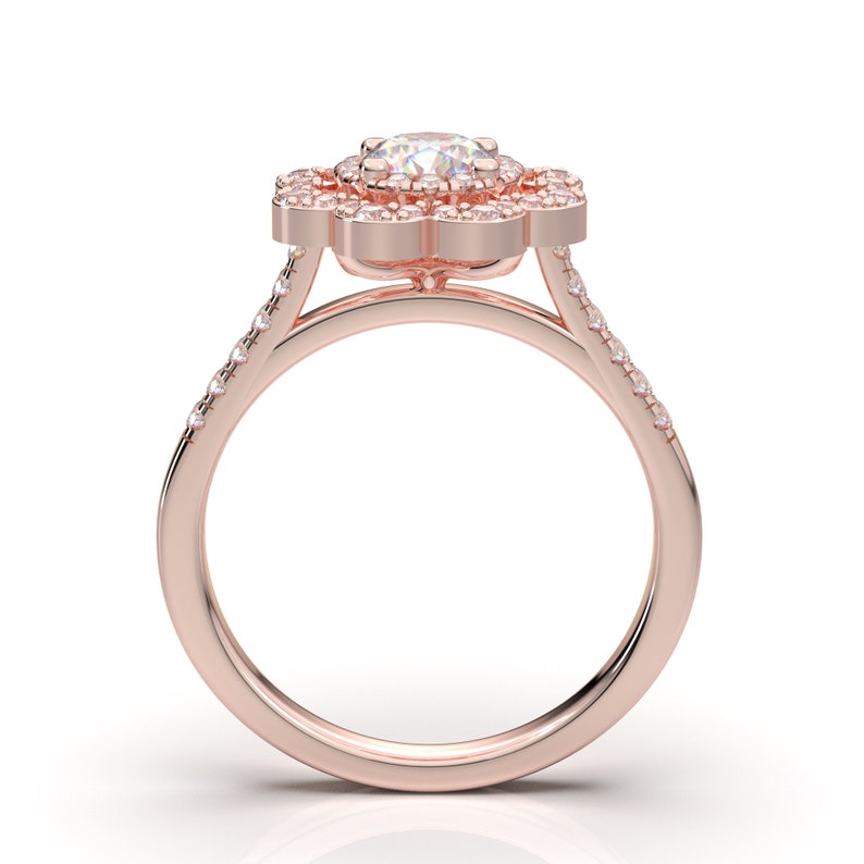 Rose Gold Engagement Ring, Classic Ring, Moissanite Engagement Ring, Natural Diamond Ring, Vintage Wedding Ring, Bridal Ring, Promise Ring image 4