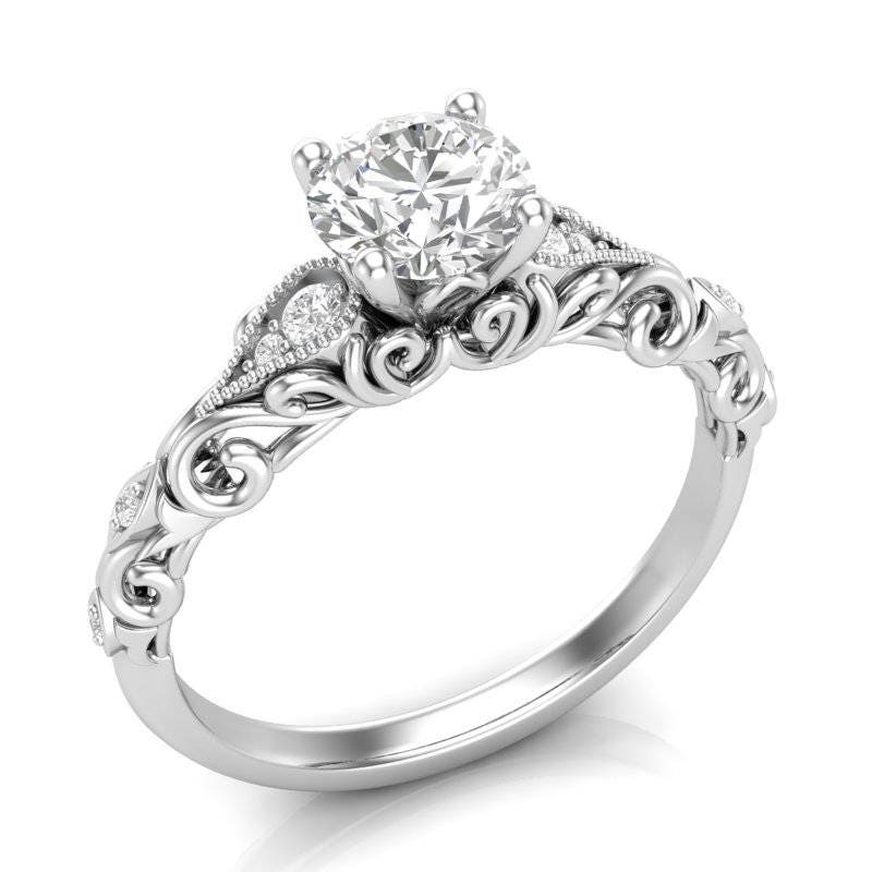 White Gold Vintage Filigree Ring Antique Ring Art Deco Etsy