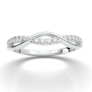14K White Gold Twist Stackable Infinity Wedding Band