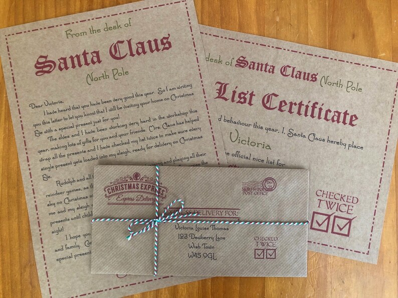 with Nice List Certificate Personalised Santa Letter all ages