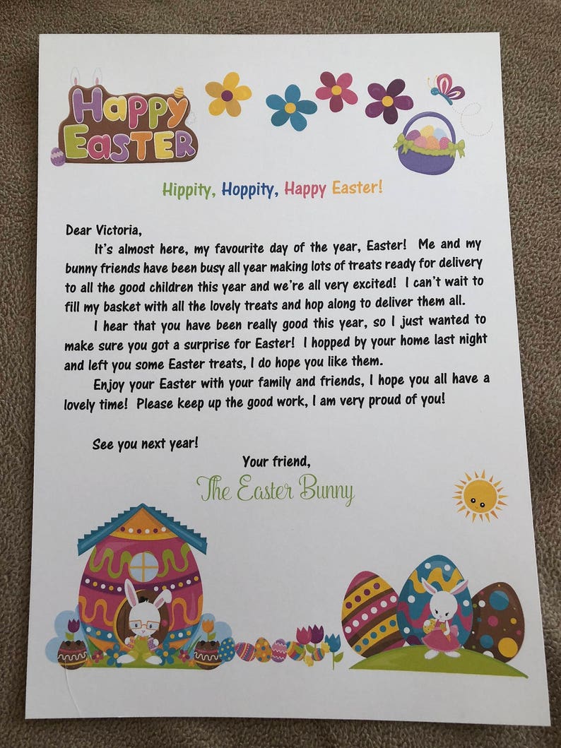 Personalised Letter from the Easter Bunny Rabbit and Certificate image 2