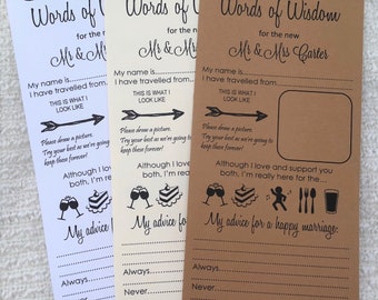 Wedding Words of Wisdom Card Scrolls Advice Bride & Groom Wedding Favour (W101)