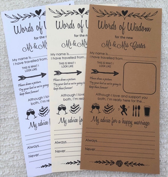 Words Of Wisdom For Wedding Wedding Words Of Wisdom Card Scrolls Advice Bride & Groom | Etsy India