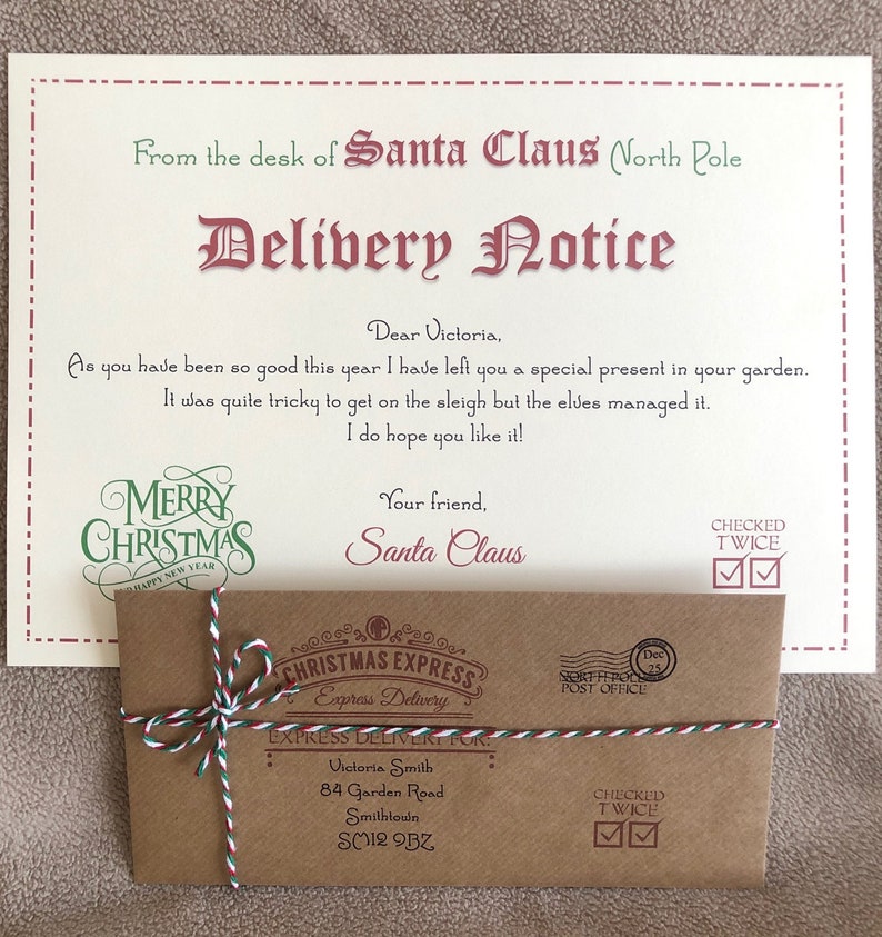 Personalised Vintage Santa Letter Large Delivery Notice Etsy