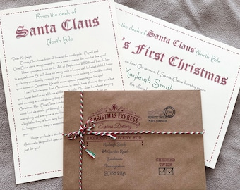 Personalised Vintage Baby's First Christmas Letter From Santa Father Christmas & Nice List Certificate Ivory