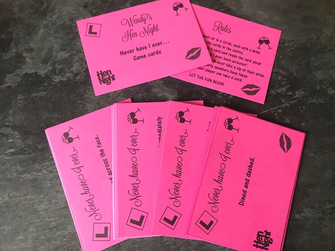 Personalised Hen Night Never Have I Ever Game Cards Party - Etsy Ireland