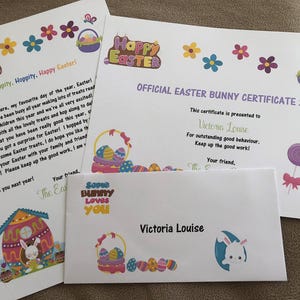 Personalised Letter from the Easter Bunny Rabbit and Certificate image 1