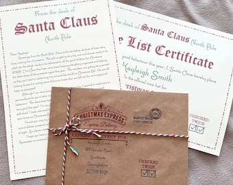Personalised Vintage Letter From Santa Father Christmas & Nice List Certificate Stocking Filler