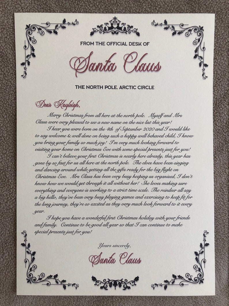 Personalised Baby's First Christmas Letter From Santa | Etsy