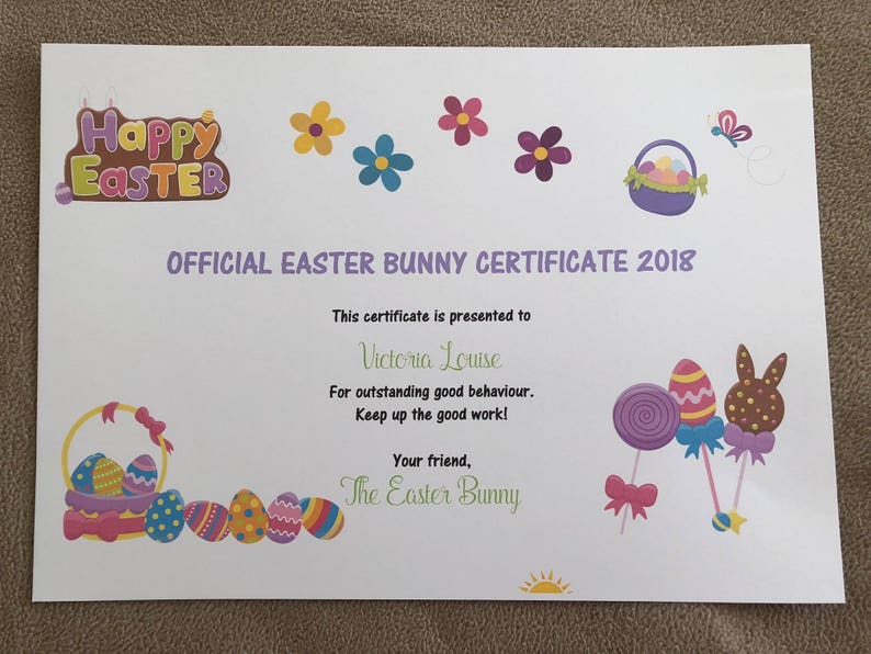 Personalised Letter from the Easter Bunny Rabbit and Certificate image 3