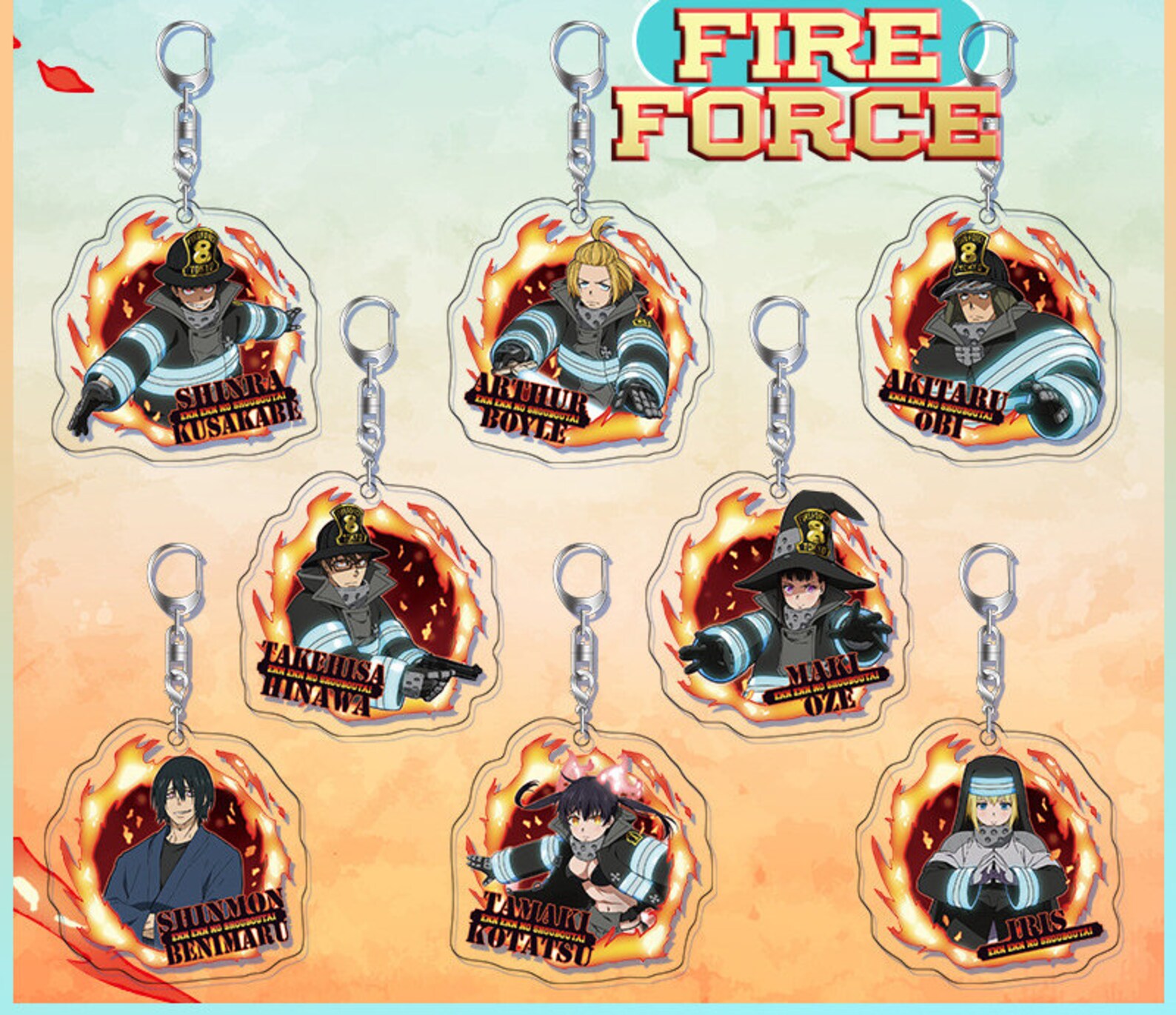 Fire Force Acrylic Keychain Charm Anime Comics Shinra Arthur Etsy