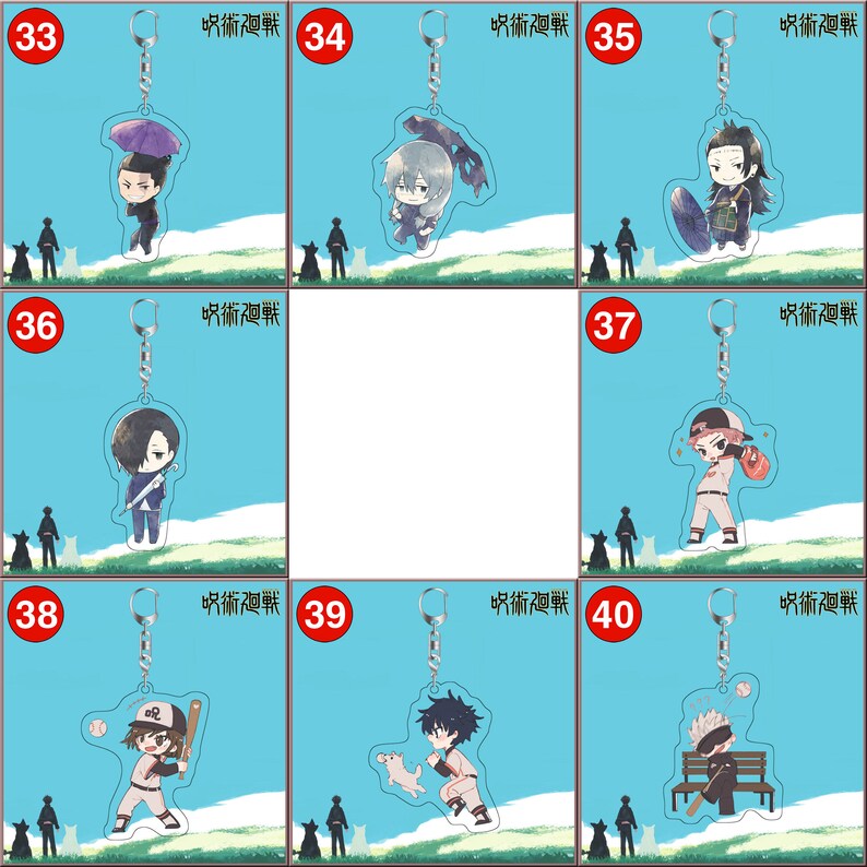 Set of 2pcs Jujutsu Kaisen \u546a\u8853\u5efb\u6226 \u3058\u3085\u3058\u3085\u3064\u304b\u3044\u305b\u3093 Acrylic Keychain Charms Cartoon Anime Game Panda Satoru Gojo Akari Nitta Itadori Megumi Fushiguro
