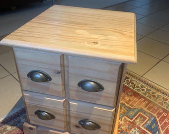 A Vintage Pine Bank of Two Drawers