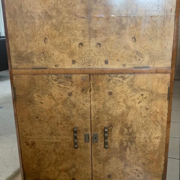 An Art Deco Burr Walnut Cocktail Cabinet