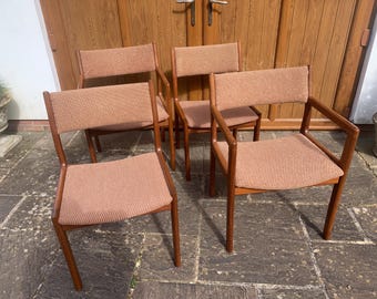 A Set of Four Midcentury Chairs inc Two Carvers.