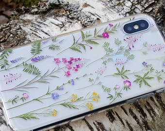Wild Meadow Flowers, Plants Clear Case  with Design for iPhone, Samsung Galaxy and Huawei  T-288