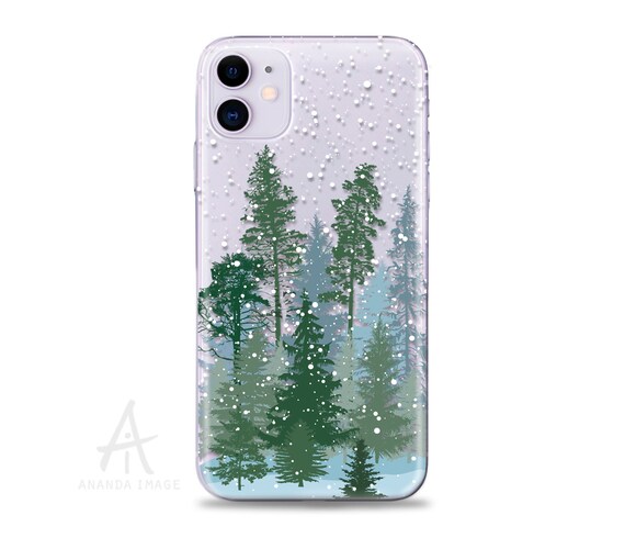 Christmas Forest Snow Clear Phone Case For Iphone Samsung Etsy