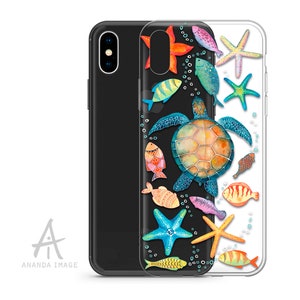 Turtle and Starfishes Clear Phone case with Design for iPhone, Samsung Galaxy and Huawei  132