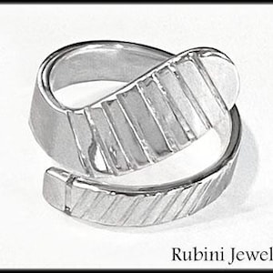 Large Ice Hockey Stick Wrap Ring Sterling Silver by Rubini Jewelers