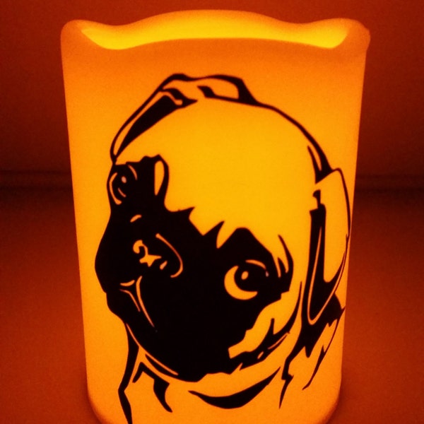 Pug Flameless Candle