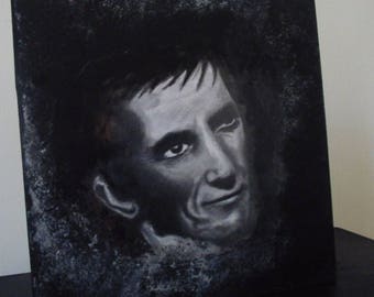 Original Portrait of Barnabas Collins, mixed media art. Drawing and acrylics on wooden panel. 1897 Dark Shadows. Vampire art.