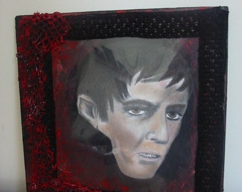 Original portrait of Barnabas Collins. Mixed media vampire art.