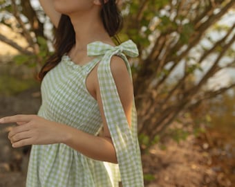 Cottage core dress, summer dress, cotton dress, green dress