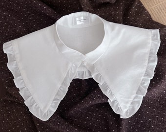 Peter Pan Detachable Collar With Ruffle, Removable Cotton Collar