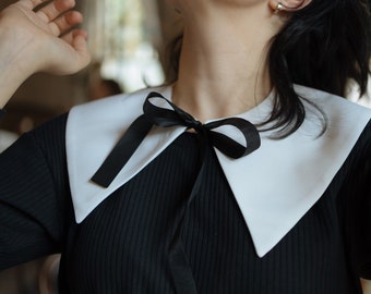 Peter Pan Detachable Satin Collar with tie on a front
