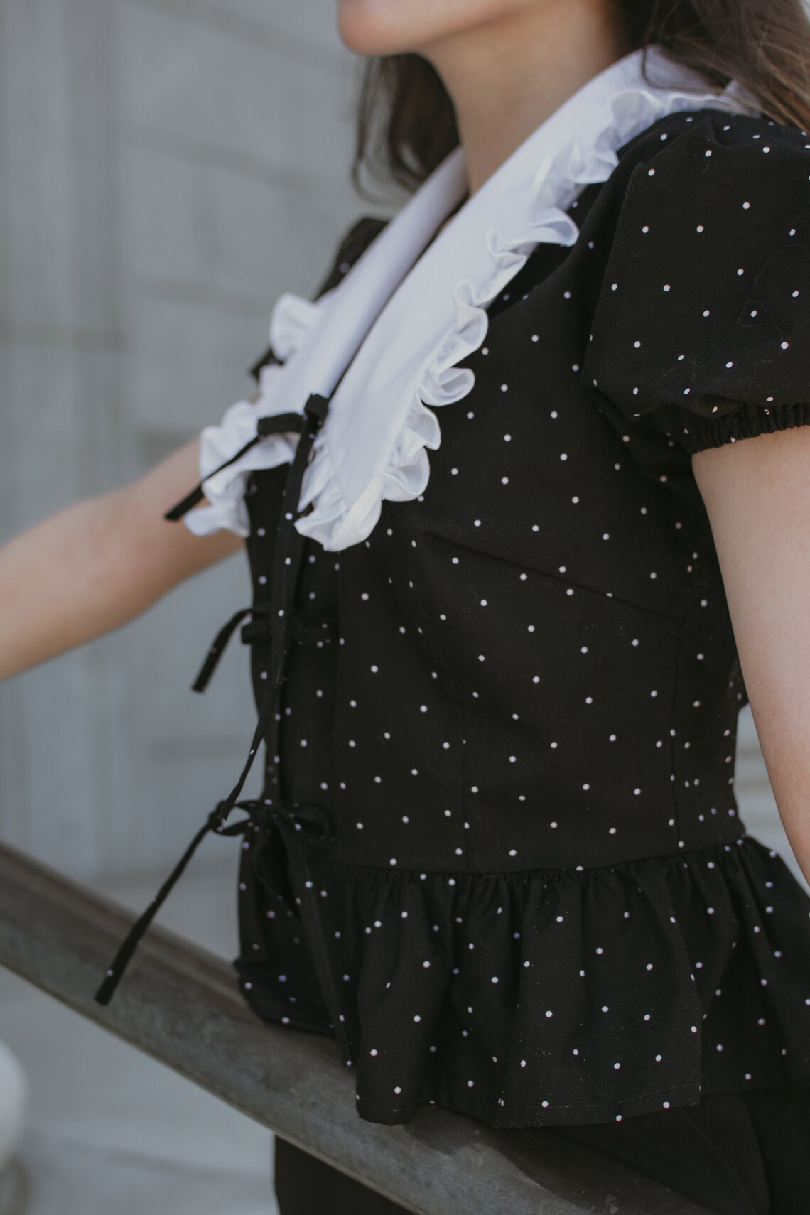 Small Polkadot Twin Set Blouse