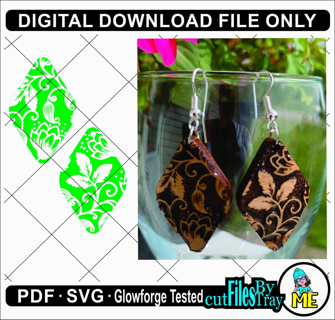 Paisley Flower Reversed Engraving Cut File ONLY Earrings Etsy