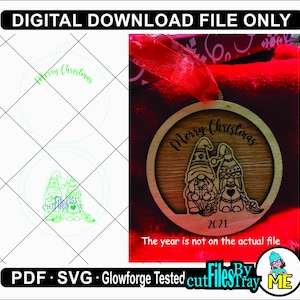 christmas Gnomes man and woman, ornament, glowforge tested, svg,pdf- cut file only