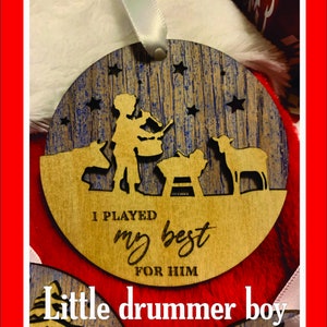 NUR DATEI - kleiner Drummer Junge Weihnachtsverzierung Laser-Datei, svg, pdf