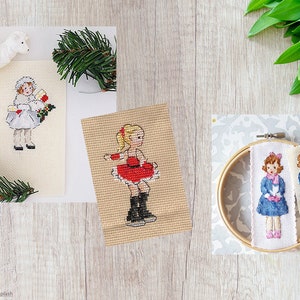Winter little girls Cross Stitch Pattern