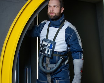 Blue Squadron Widerstand Pilot Cosplay Kostüm aus Star Saga, X Wing, Rebellen Legion, Widerstandsallianz, Galaktische Rebellion, Neue Republik