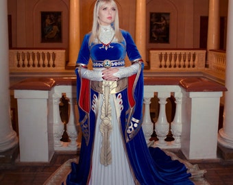 Zelda Blue Dress from Breathe of The Wild, Royal outfit cosplay costume, Halloween costume