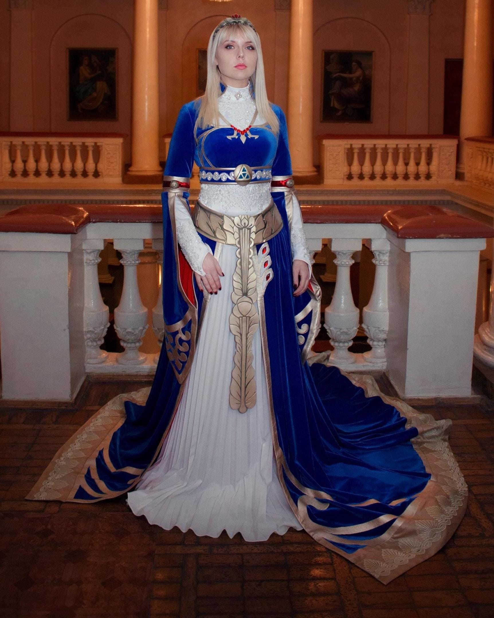 Royal Zelda From the Legend of Zelda "breath of the Wild": Woman Cosplay Blue  Dress With Accessories - Etsy
