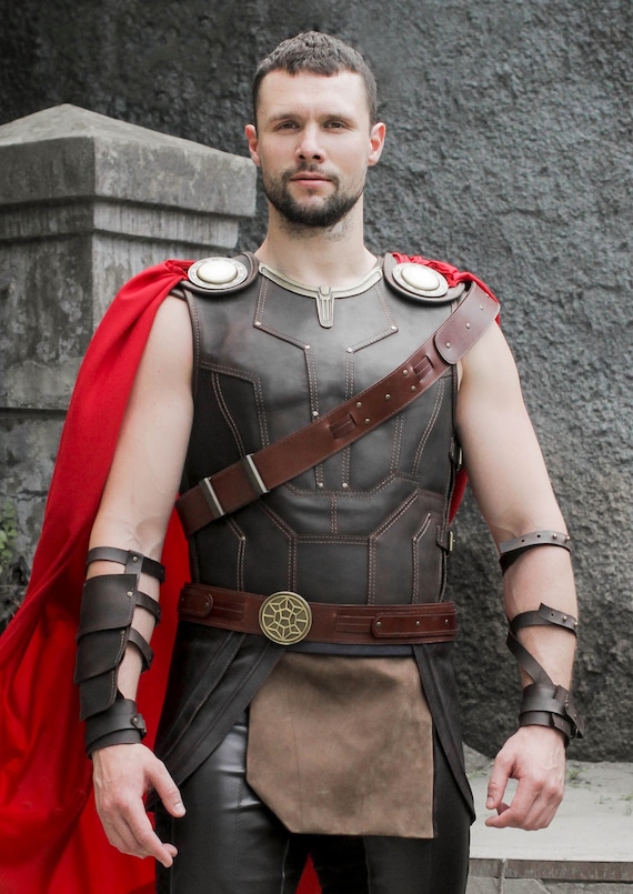 Gilet en cuir de Thor, costume d'Halloween de Thor pour adultes