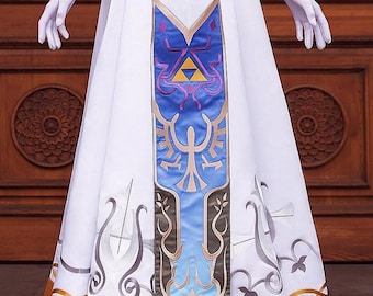 Vestido de novia élfico Leyenda de Zelda Disfraz de cosplay Tabardo, fiesta de Zelda, boda de Zelda, cumpleaños de Zelda Disfraz de cosplay Fiesta Disfraz de Halloween