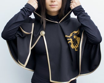 Anime cosplay cloak, Black Bull Squad cosplay cape, Black cosplay, Halloween Clover costume, women cosplay costume