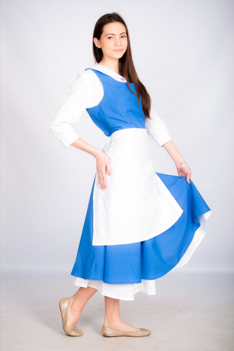 Adult Belle Cosplay Costume Blue Dress The Beauty And The Etsy
