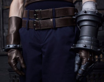 Cloud, Fantasy Remake inspired cosplay gloves with armored fingers, Halloween costume
