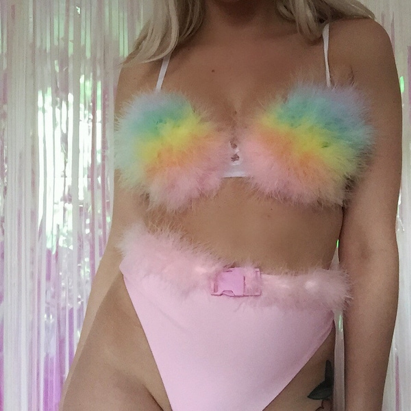 Unicorn pastel fluffy bra