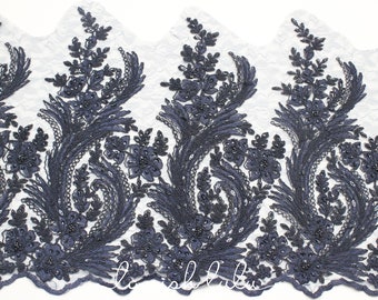 Navy Petunia Applique Trim