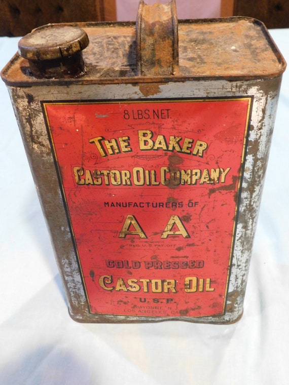 Vintage 8 LBS. Metal Castor Oil Advertising Tin with Cap | Etsy