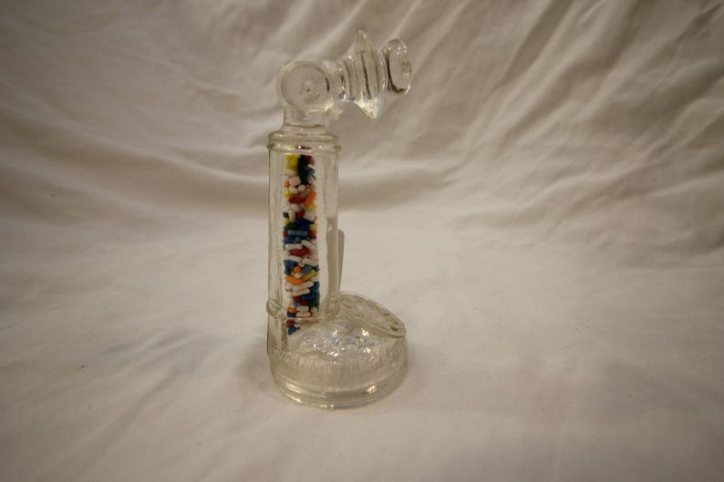 Vintage Glass Candy Container Stick Telephone Etsy