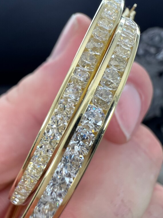 Large 14k gold hoops with diamond simulant! 55mm